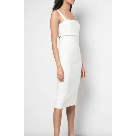 Cinq à Sept White Sleeveless Open Back Dakota Midi Sleeveless Dress 2 - Picture 1 of 12